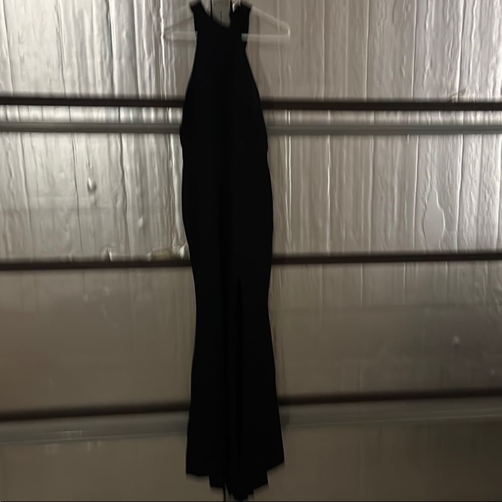 Aqua Black Halter Gown